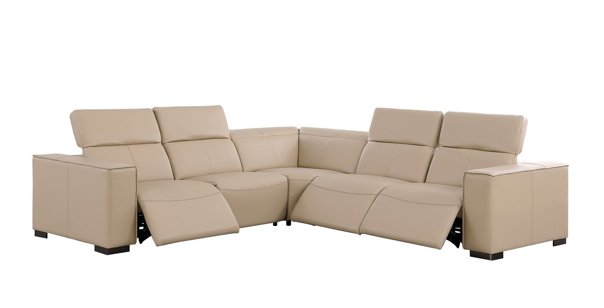 1208 Leather Reclining Set - Sofa & Loveseat with 4 Power Recliners - Beige - SKU 1208-BEIGE-5PC-3PWR-SECTIONAL- GROUP - view 4