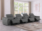 9762 Divanitalia 7-Piece Modular Top Grain Italian Leather Power Reclining Sofa with 4 Power Recliners