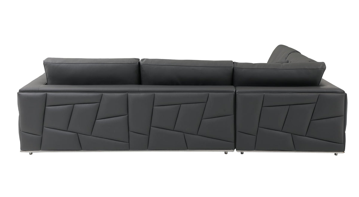 998 Divanitalia Cream Left Arm Facing Sectional Sofa in Top-grain Italian Leather - Dark Grey - SKU 998-Sectional-LAF-CHAISE-DARK GREY - view 4