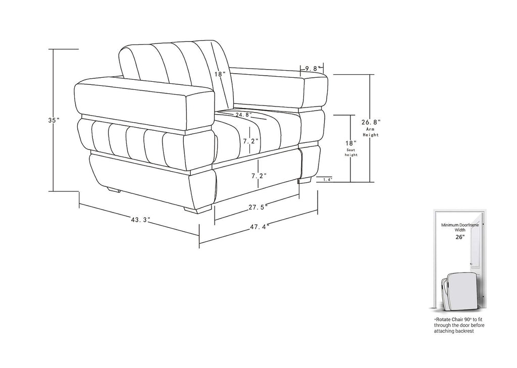 904 Divanitalia 3-Piece Sofa Set in Top-grain Italian Leather - White - SKU 904- WHITE 3PC (S/L/CH) - GROUP - view 17