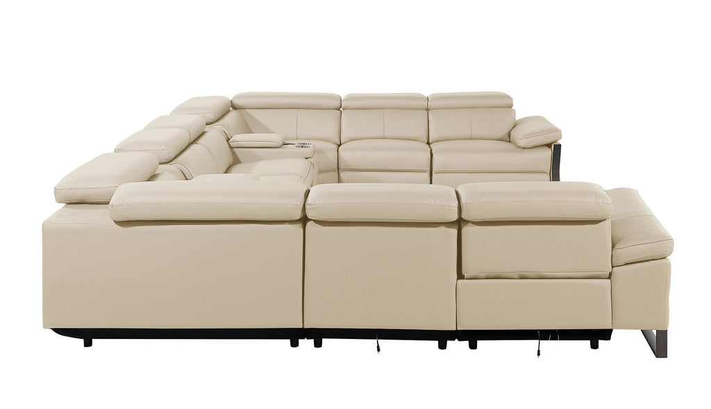 1246 Divanitalia 10-Piece U-Shaped Modular Power Reclining Sectional Sofa with 4 Power Recliners and Power Headrests - Top Grain Italian Leather