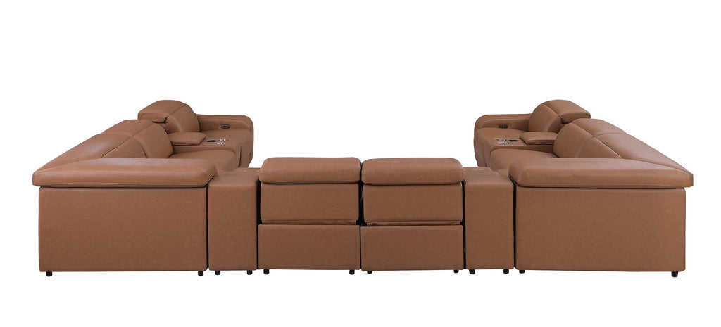 1116 Divanitalia 12-Piece U-Shaped Sectional Sofa in Top Grain Italian Leather with 4 Power Recliners & Power Headrests