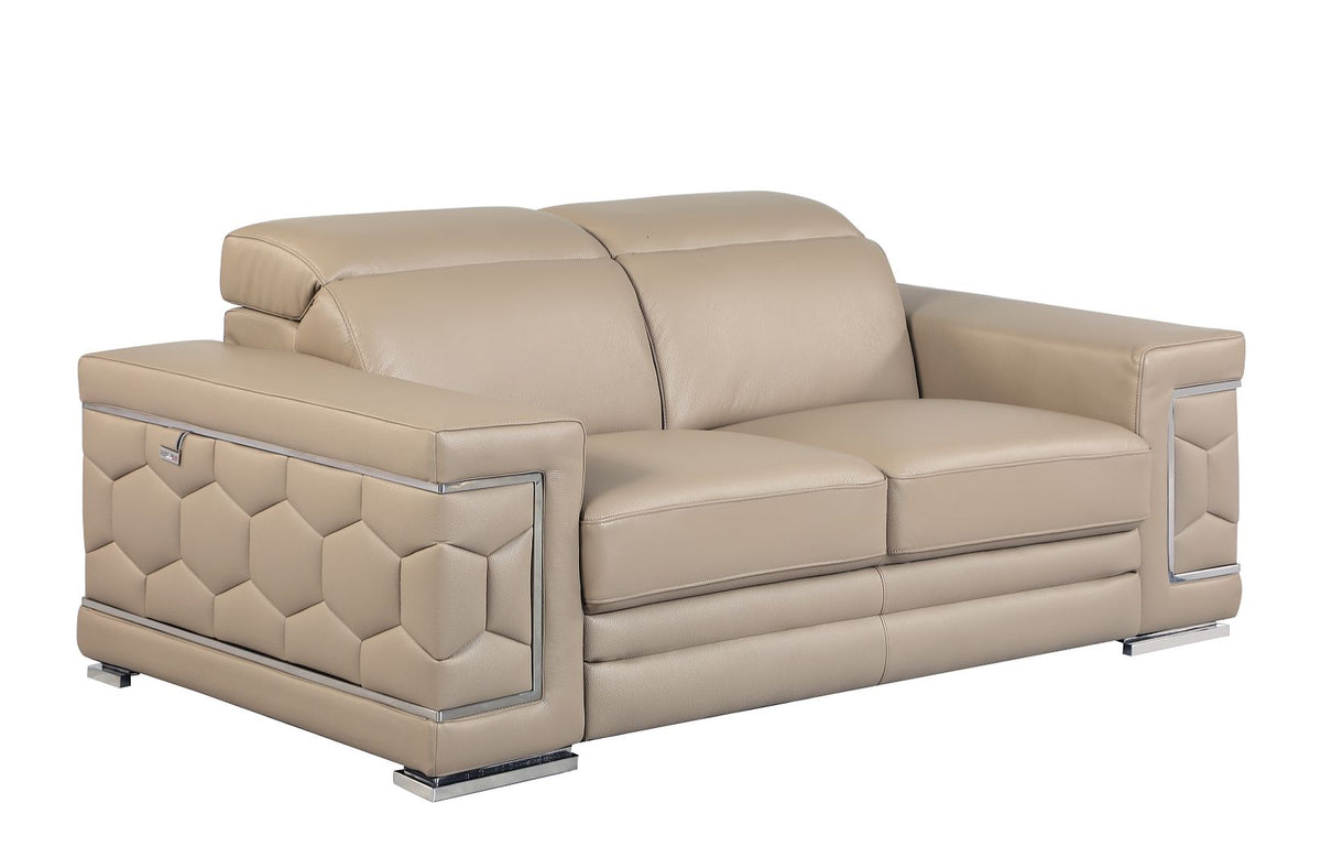 692 Divanitalia Loveseat with Adjustable Headrest in Top-grain Italian Leather - Beige - SKU 692-L-BEIGE - view 2