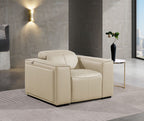 1126 Divanitalia Top Grain Italian Leather Power Reclining Chair with Power Headrests - Beige