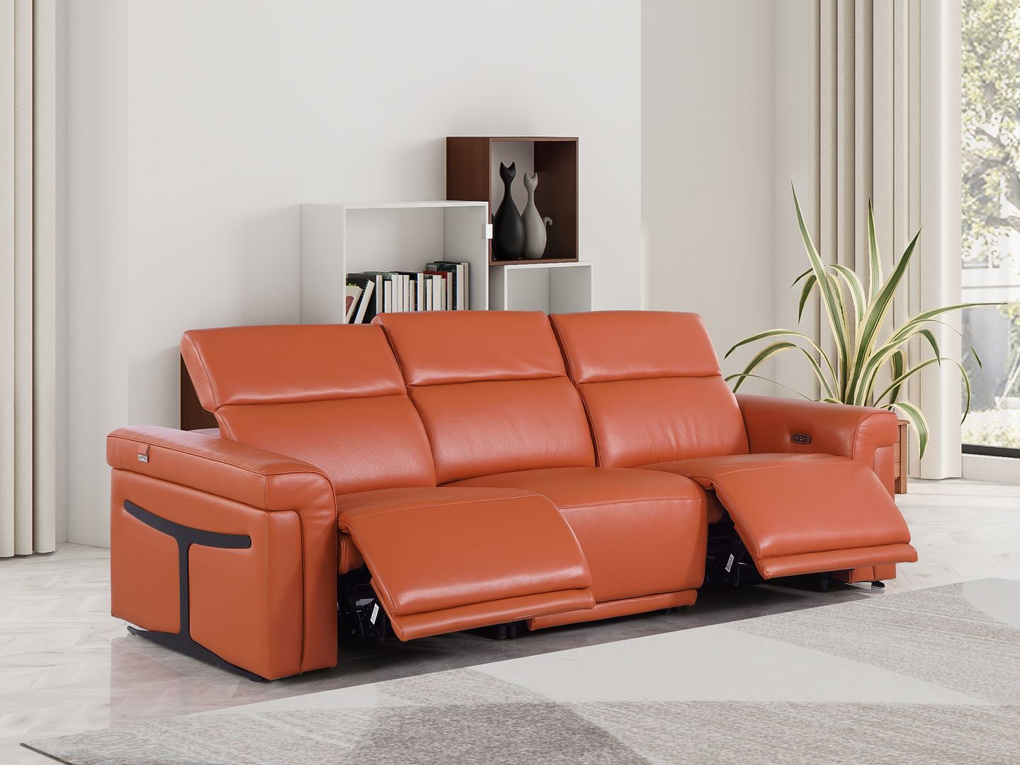 1126 Divanitalia 3-Piece Modular Power Reclining Sofa in Top Grain Italian Leather with 2 Power Recliners & Power Headrests