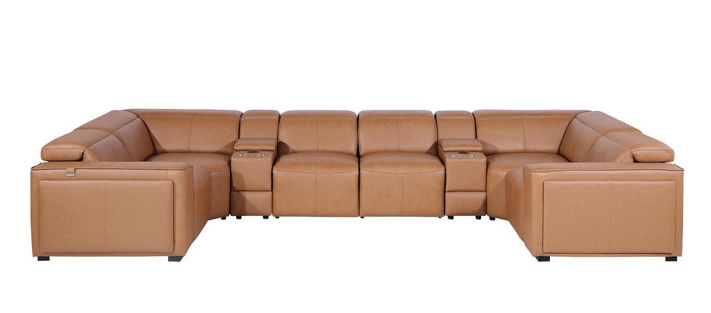 1224 Divanitalia 8-Piece U-Shaped Sectional Sofa in Top Grain Italian Leather with 4 Power Recliners & Power Headrests