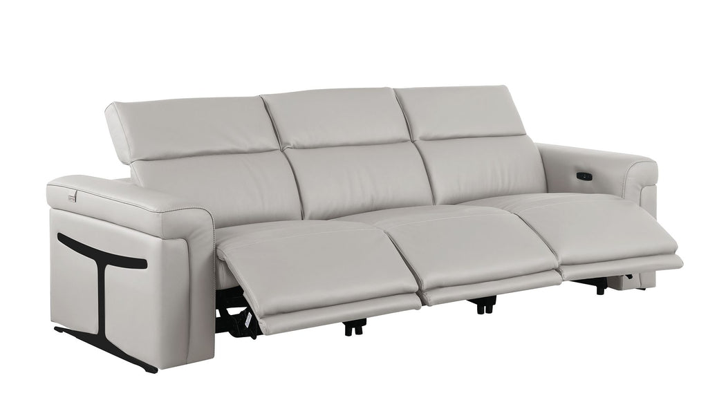 1126 Divanitalia 6-Piece Modular Power Reclining Sofa, Loveseat & Chair Set in Top Grain Italian Leather with 6 Power Recliners & Power Headrests - Light Grey - SKU 1126-LT_GREY-6.6-HT-3PC - view 7