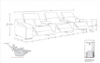 1116 Divanitalia 8-Piece Modular Power Reclining Sofa & Loveseat Set in Top Grain Italian Leather with 5 Power Recliners & Power Headrests - Beige - SKU 1116-BEIGE-8.5-HT - view 16