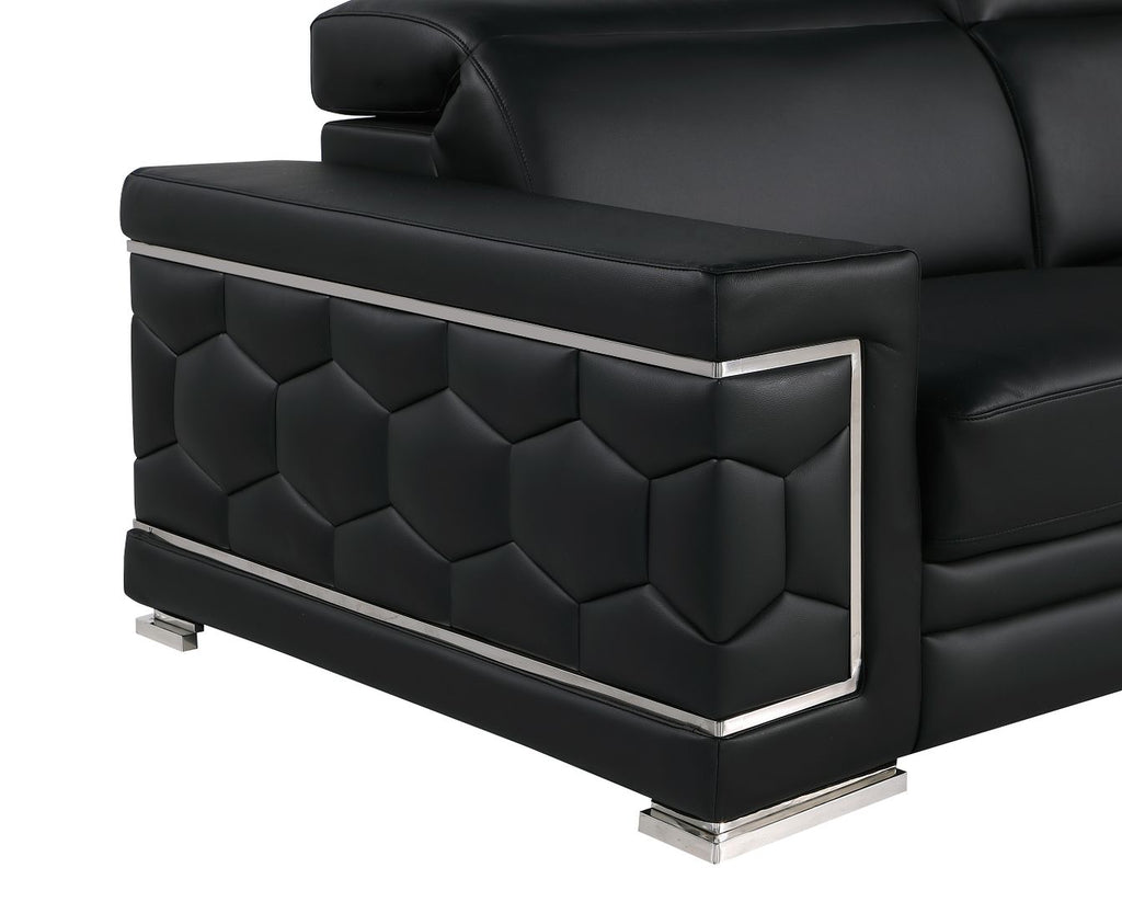 296 Modern Genuine Leather Sofa - Black - SKU 296-BLACK-S - view 6