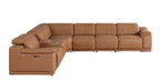 9762 Divanitalia 7-Piece L-Shaped Top Grain Italian Leather Sectional Sofa with 4 Power Recliners
