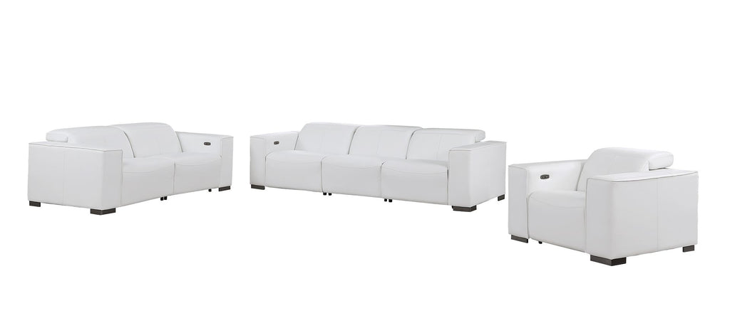 1208 Leather Reclining Set - Sofa, Loveseat & Chair with 6 Power Recliners - White - SKU 1208-WHITE-6.6-HT-3PC - view 3