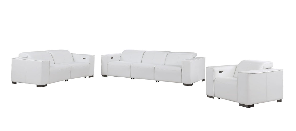 1208 Leather Reclining Set - Sofa, Loveseat & Chair with 6 Power Recliners - White - SKU 1208-WHITE-6.6-HT-3PC - view 3