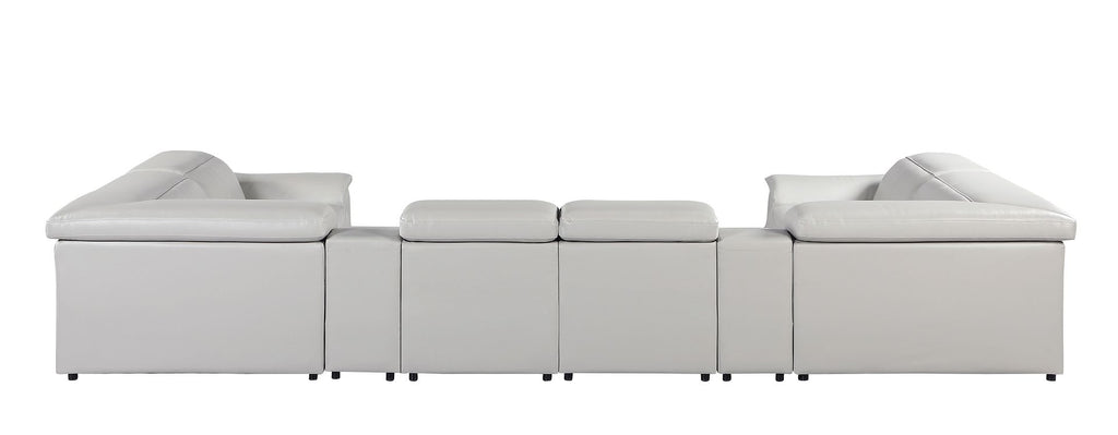 9762 Divanitalia 8-Piece U-Shaped Top Grain Italian Leather Sectional Sofa with 2 Power Recliners - Light Grey - SKU 9762-LT-GREY-8PC-2PWR-U-SECTIONAL-GROUP - view 6