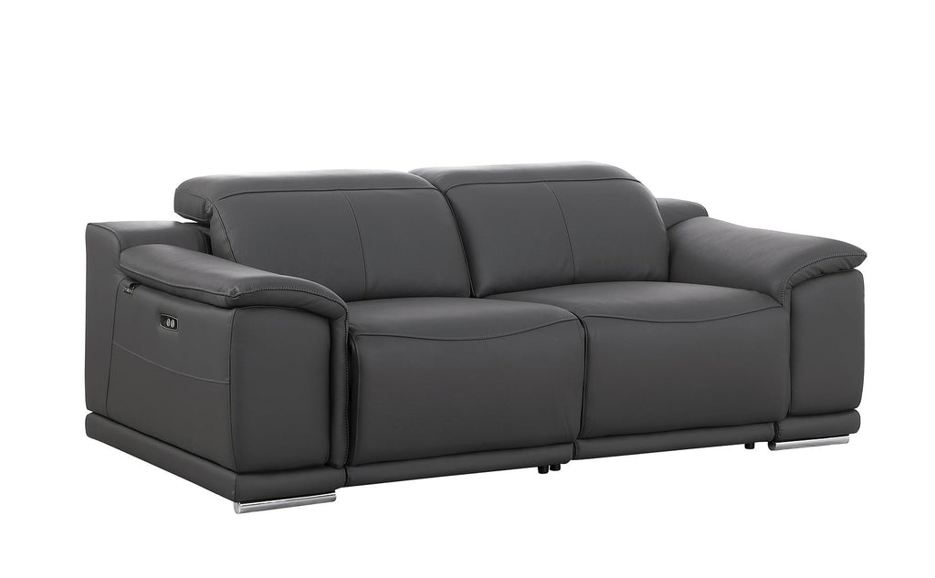 9762 Divanitalia 2-Piece Modular Power Reclining Console with 2 Power Recliners in Top Grain Italian Leather