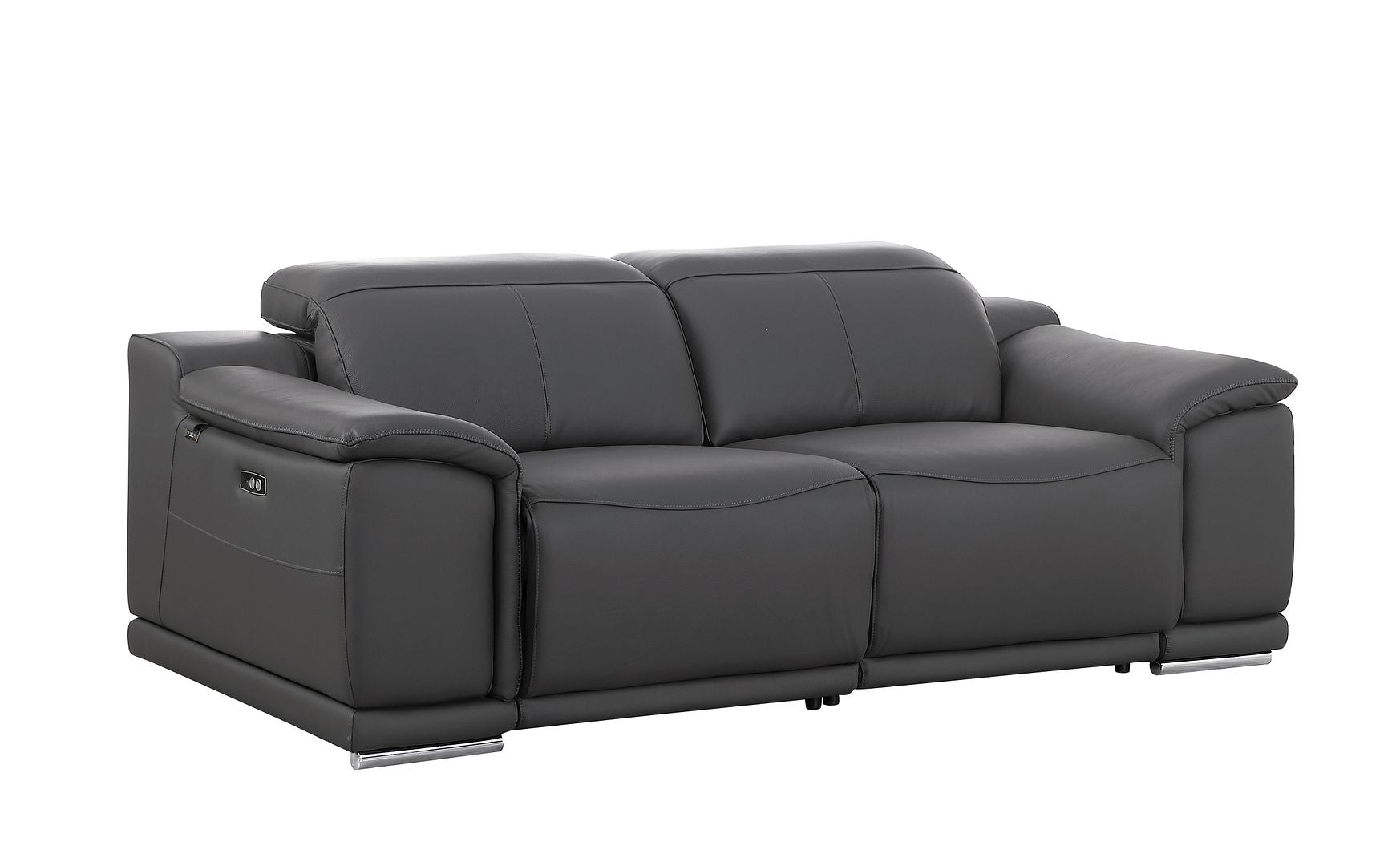 9762 Divanitalia 2-Piece Modular Power Reclining Console with 2 Power Recliners in Top Grain Italian Leather