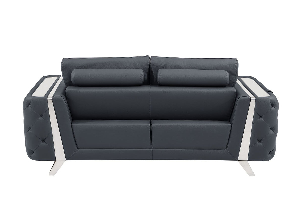 1050 Divanitalia 3-Piece Sofa Set in Top-grain Italian Leather - Dark Grey - SKU 1050-DK-GRAY-2PC - view 9