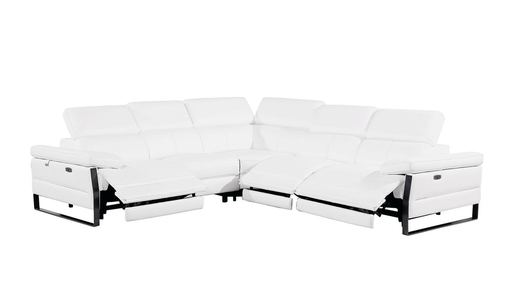 1246 Divanitalia 5-Piece L-Shaped Modular Power Reclining Sectional Sofa with Power Headrests - Top Grain Italian Leather - White - SKU 1246-WHITE-5PC-3PWR-SECTIONAL - view 4