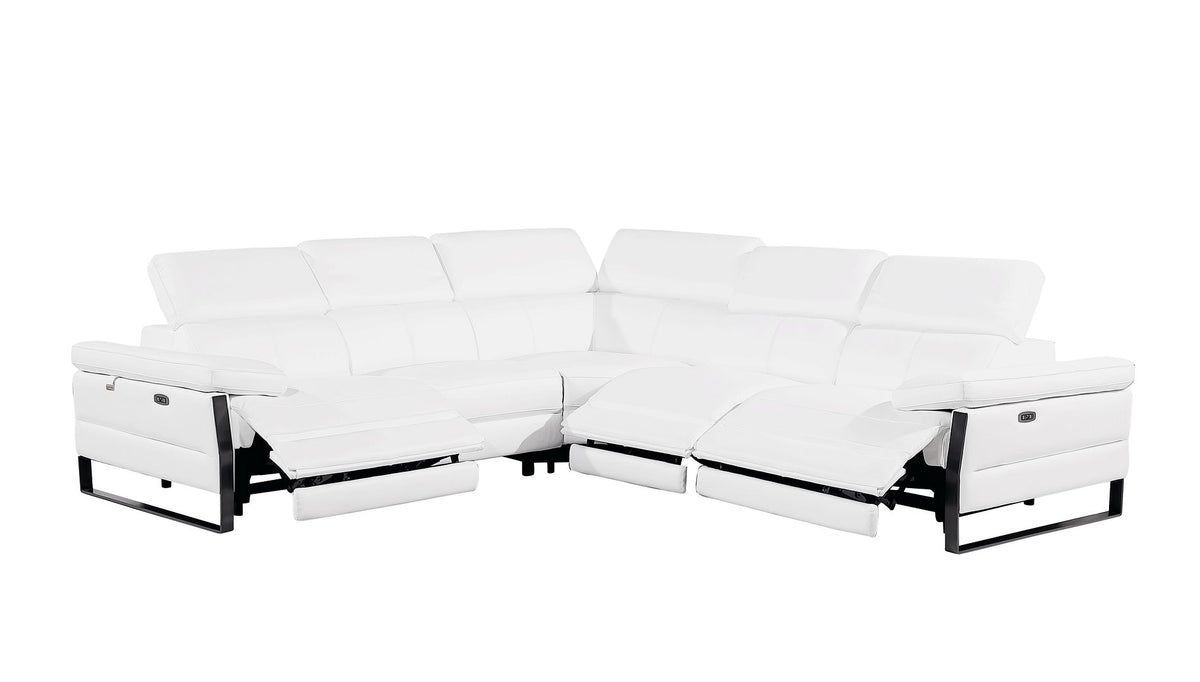 1246 Divanitalia 5-Piece L-Shaped Modular Power Reclining Sectional Sofa with Power Headrests - Top Grain Italian Leather - White - SKU 1246-WHITE-5PC-3PWR-SECTIONAL - view 4