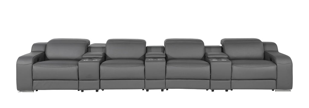 1116 Divanitalia 7-Piece Modular Power Reclining Sofa in Top Grain Italian Leather with 4 Power Recliners & Power Headrests - Dark Grey - SKU 1116-DK-GREY-S-7.4-HT - view 3