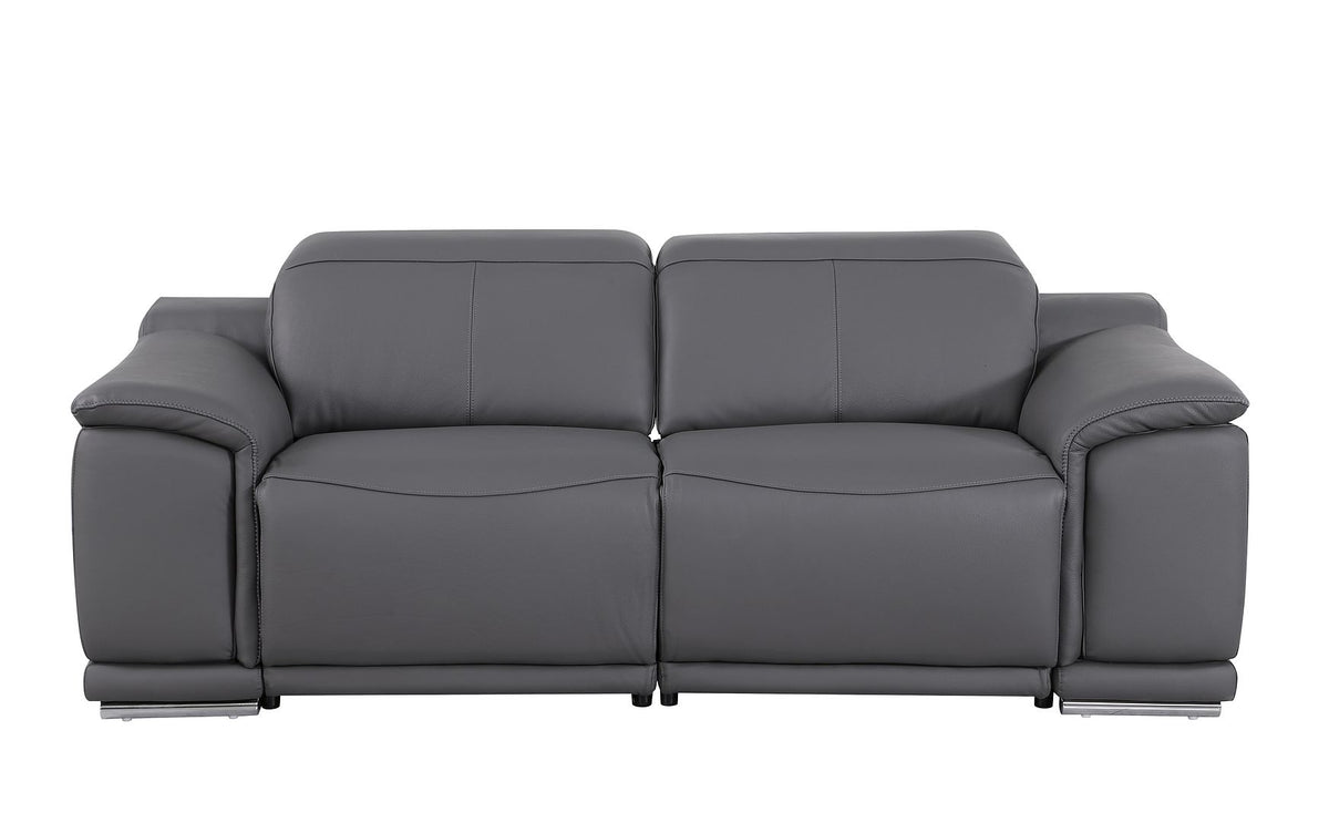 9762 Divanitalia 6-Piece Modular Power Reclining Sofa, Loveseat and Chair Set with 6 Power Recliners in Top Grain Italian Leather - Dark Grey - SKU 9762-DK-GREY-6.6-HT-3PC - view 8