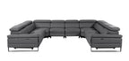 1246 Divanitalia 8-Piece U-Shaped Modular Power Reclining Sectional Sofa with 4 Power Recliners and Power Headrests - Top Grain Italian Leather