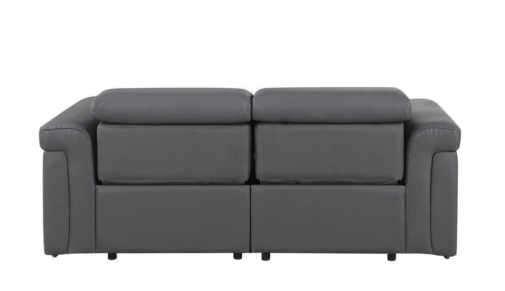 1126 Divanitalia 2-Piece Modular Power Reclining Loveseat in Top Grain Italian Leather with 2 Power Recliners & Power Headrests - Dark Grey - SKU 1126-DK_GREY-2.2-HT - view 7