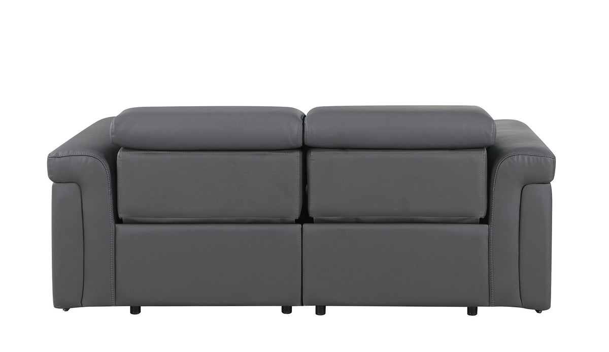1126 Divanitalia 2-Piece Modular Power Reclining Loveseat in Top Grain Italian Leather with 2 Power Recliners & Power Headrests - Dark Grey - SKU 1126-DK_GREY-2.2-HT - view 7