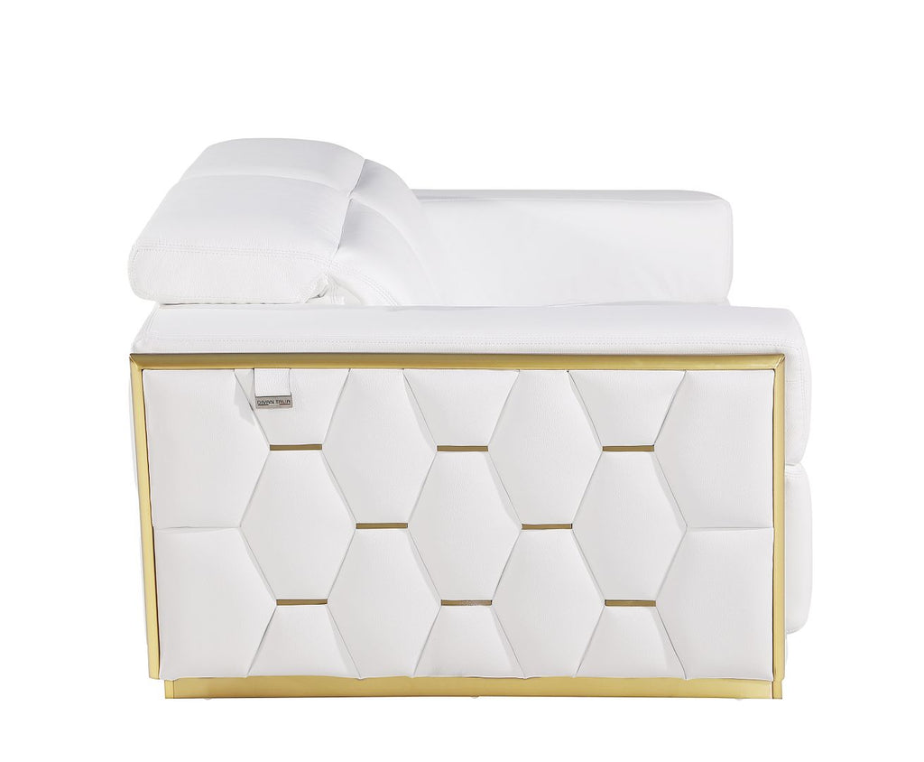 1111 Divanitalia Loveseat with Adjustable Headrest in Top-grain Italian Leather - White - SKU 1111-WHITE-L - view 5