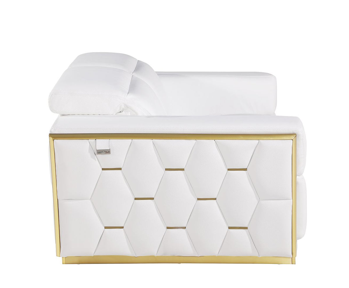 1111 Divanitalia Loveseat with Adjustable Headrest in Top-grain Italian Leather - White - SKU 1111-WHITE-L - view 5