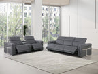 1126 Divanitalia 6-Piece Modular Power Reclining Sofa and Console Loveseat Set in Top Grain Italian Leather with 5 Power Recliners & Power Headrests - Dark Grey - SKU 1126-DK_GREY-6.5-HT - view 2