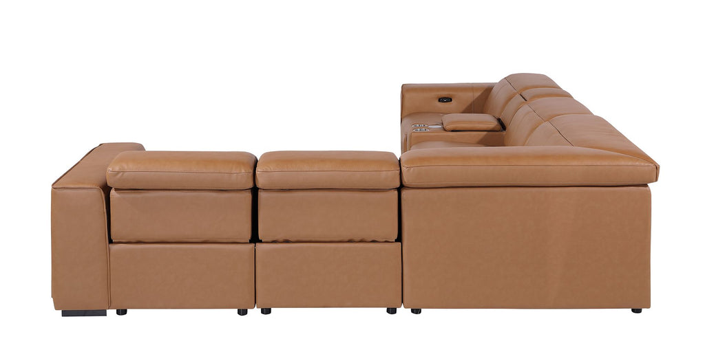 1224 Divanitalia 6-Piece L-Shaped Sectional Sofa in Top Grain Italian Leather with 3 Power Recliners & Power Headrests