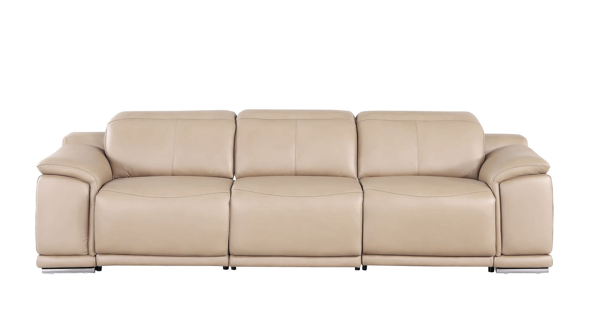 2679 Genuine Leather Sofa with Dual Power Recliners - Beige - SKU 2679-BEIGE-3.2-S-HT - view 3