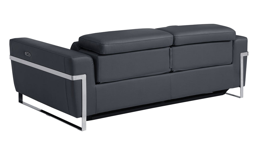990 Divanitalia Power Reclining 2-Piece Sofa Set with Power Headrest in Top-grain Italian Leather - Dark Grey - SKU 990-DK-GRAY-2PC - view 5