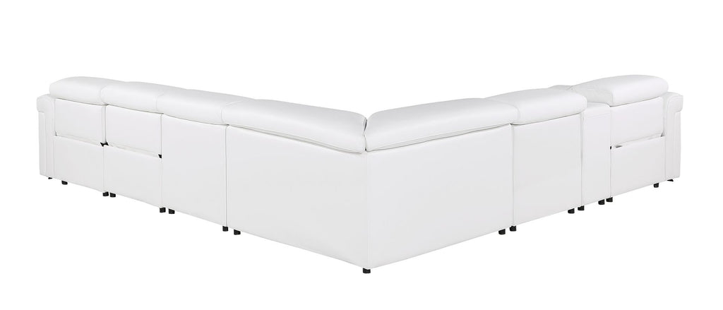 1126 Divanitalia 7-Piece L-Shaped Sectional Sofa in Top Grain Italian Leather with 3 Power Recliners & Power Headrests - White - SKU 1126-WHITE-SEC-7PC-3PWR-SECTIONAL-GROUP - view 6