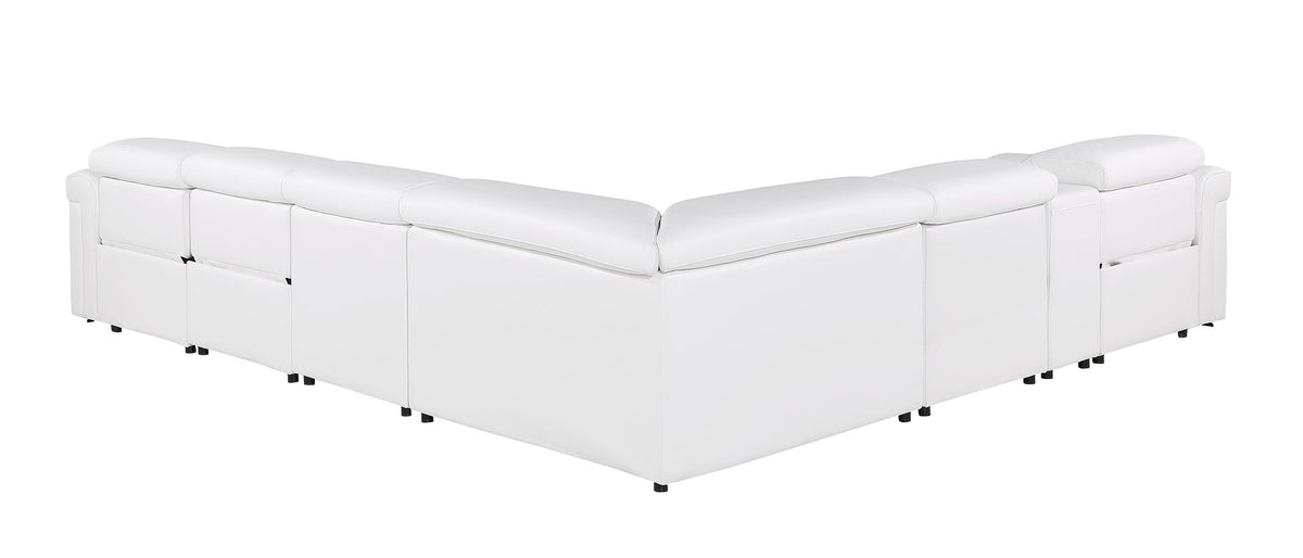 1126 Divanitalia 7-Piece L-Shaped Sectional Sofa in Top Grain Italian Leather with 3 Power Recliners & Power Headrests - White - SKU 1126-WHITE-SEC-7PC-3PWR-SECTIONAL-GROUP - view 6