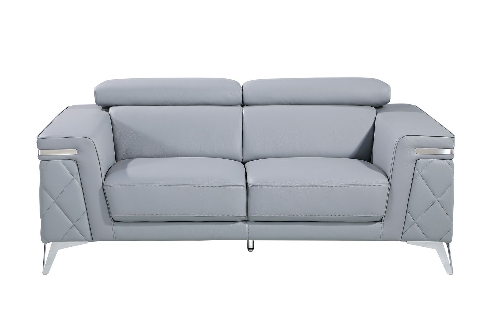 1140 Divanitalia Loveseat with Adjustable Headrest in Top-grain Italian Leather - Light Blue