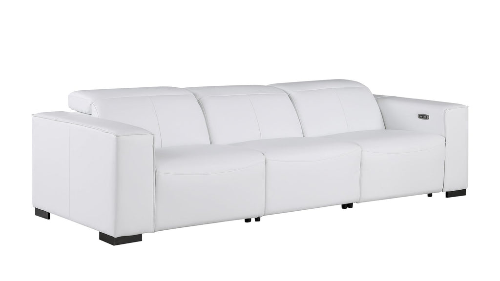 1208 Leather Reclining Set - Sofa & Loveseat with 4 Power Recliners - White - SKU 1208-WHITE-5.4-HT-2PC - view 6