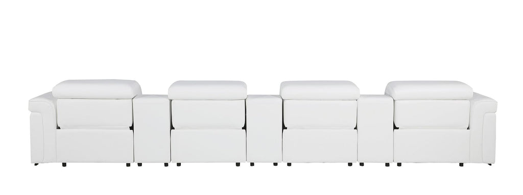 1126 Divanitalia 7-Piece Modular Power Reclining Sofa in Top Grain Italian Leather with 4 Power Recliners & Power Headrests - White - SKU 1126-WHITE-7.4-HT - view 6