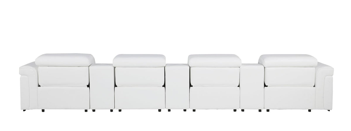 1126 Divanitalia 7-Piece Modular Power Reclining Sofa in Top Grain Italian Leather with 4 Power Recliners & Power Headrests - White - SKU 1126-WHITE-7.4-HT - view 6
