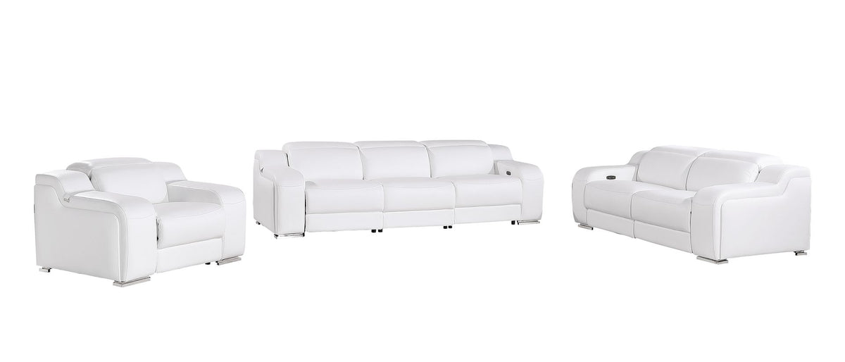 1116 Divanitalia 6-Piece Modular Power Reclining Sofa, Loveseat & Chair Set in Top Grain Italian Leather with 6 Power Recliners & Power Headrests - White - SKU 1116-WHITE-6.6-HT-3PC - view 3