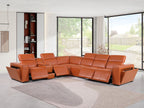 1224 Divanitalia 7-Piece L-Shaped Sectional Sofa in Top Grain Italian Leather with 4 Power Recliners & Power Headrests