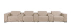 1208 7 Piece Leather Sofa with 4 Power Recliners and Power Headrests - Beige - SKU 1208-BEIGE-S-7.4-HT - view 3