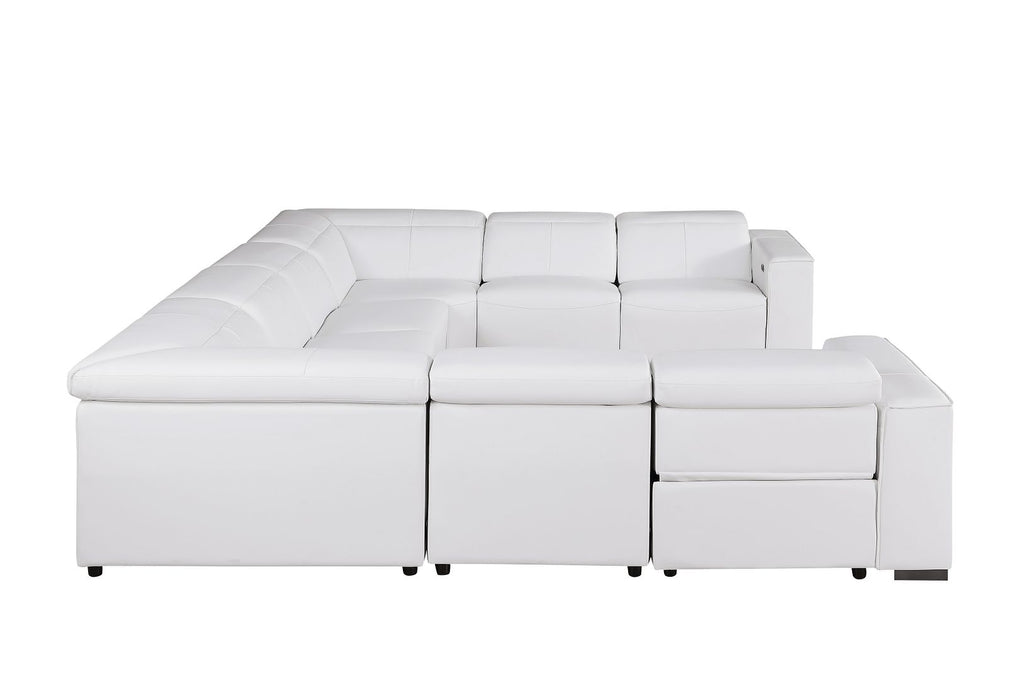 1208 8 Piece U-Shaped Leather Sectional Sofa with 4 Power Recliners & Power Headrests