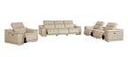 9762 Divanitalia 7-Piece Modular Power Reclining Sofa, Loveseat and Chair Set with 6 Power Recliners in Top Grain Italian Leather - Beige - SKU 9762-BEIGE-7.6-HT-3PC - view 4