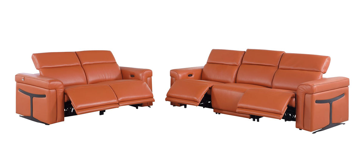 1126 Divanitalia 5-Piece Modular Power Reclining Sofa and Loveseat Set in Top Grain Italian Leather with 4 Power Recliners & Power Headrests - Camel - SKU 1126-CAMEL-5.4-HT-2PC - view 4