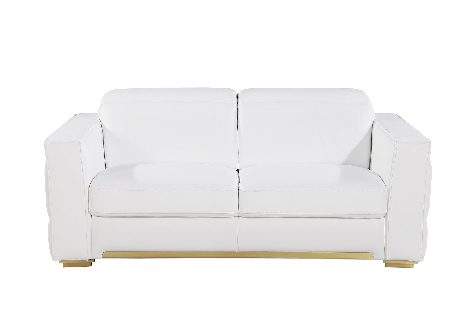 1120 Divanitalia Loveseat with Adjustable Headrest in Top-grain Italian Leather - White