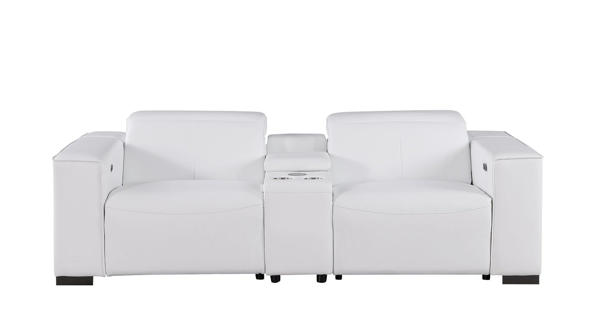 1208 Genuine Leather Dual Power Reclining Console Loveseat - White - SKU 1208-WHITE-3.2-HT - view 3
