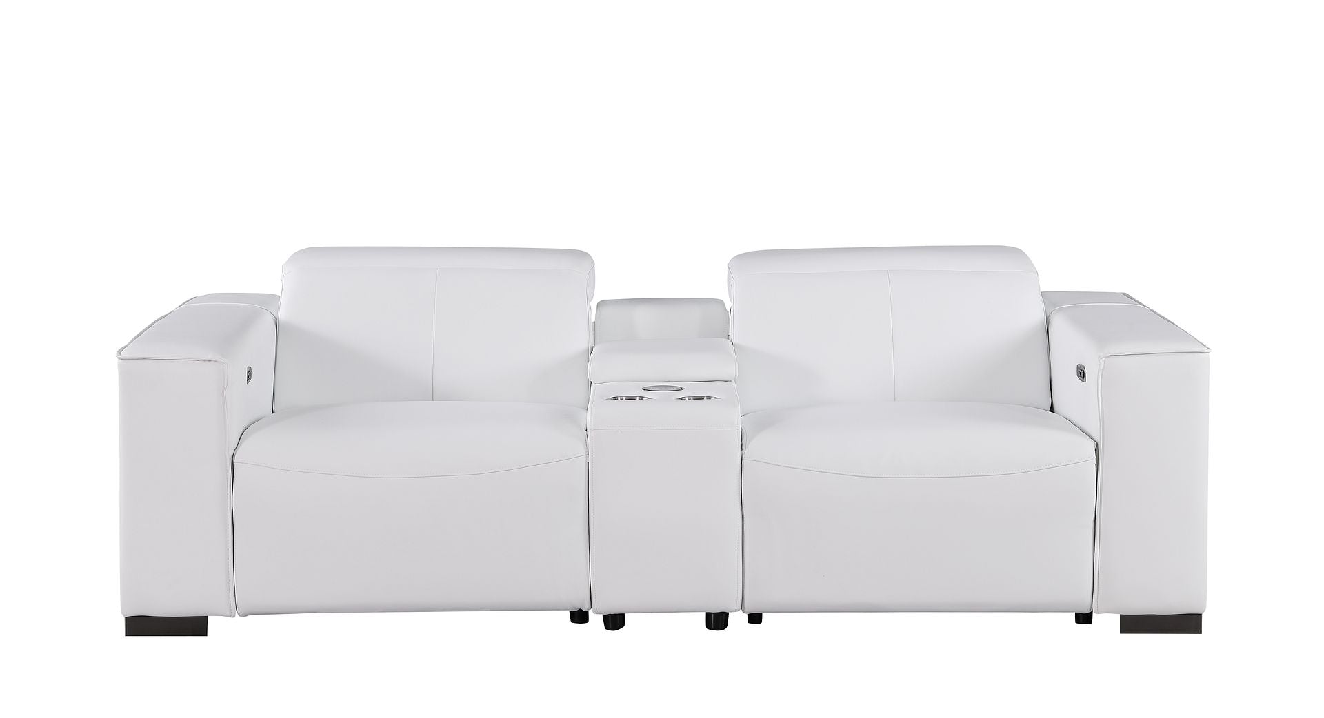 1208 Genuine Leather Dual Power Reclining Console Loveseat