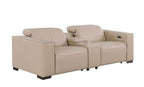 1208 Genuine Leather Dual Power Reclining Console Loveseat