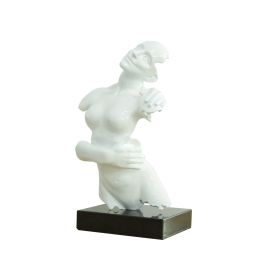 Woman Torso Modern White + Black Base Sculpture